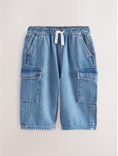 Next - Jongens - Cargojeans met wijde pijpen en elastische taille - Blauw