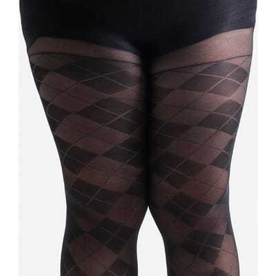 Mode Femme Grande Taille Bas résille Argyle à losanges Motif losanges géométriques classique Nylons extensibles soyeux Collants One Size black