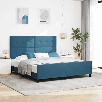 vidaXL - Boxspring - bed - met - hoofdeinde - Donkerblauw - 180 - x - 200 - cm - Fluweel