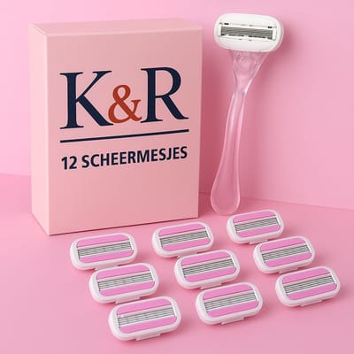 K&R Ventures® Scheermesjes – Compatibel met Venus type Houders – 12 Stuks – 3 Blads Precisie & Roze Comfortstrip – Gladde, Zachte Scheerbeurt voor Vrouwen