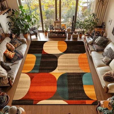 Mid Century Boho Tapijt Retro Geometrisch Patroon Vloerkleed Antislip Tapijt voor Huis Woonkamer Slaapkamer Decor Sofa Tafel Grote Kleden 40X60cm-16x24in
