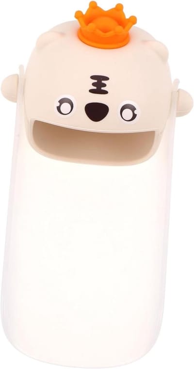Kraan Verlenger - Kraanverlenger Kinderen - Handen Wassen - Speels Tijger Design - 15 x 5 x 5 cm - Wit