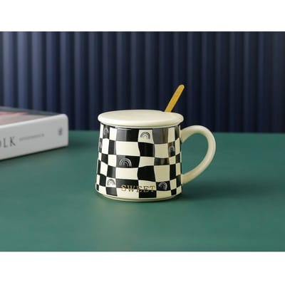 Ins Stijl Retro Schaakbord Mok Hoge Waarde Keramische Kop Koffiekop Kantoor Huishouden Drinkbeker 310ml