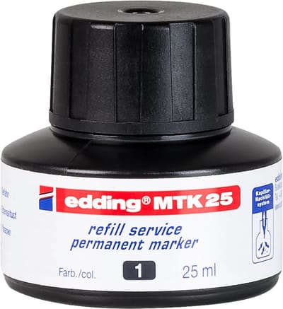 edding MTK 25 navulinkt permanent marker zwart - geschikt voor edding permanent markers - gemakkelijk navullen via het capillairsysteem