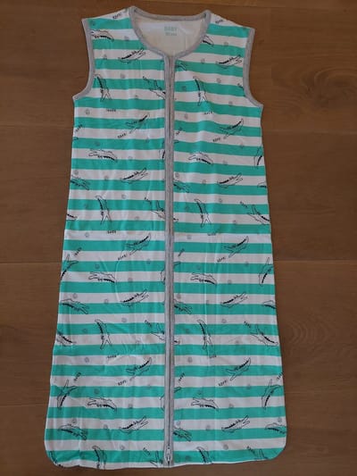 Baby slaapzak - mouwloos - biologisch katoen - 90cm - streep met alloverprint