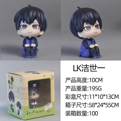 12cm BLUE LOCK Anime Figuur Isagi Yoichi Feng Lehui Q Versie Actiefiguur Standbeeld Verzameling Ornamenten PVC Model POP Speelgoed With box gray