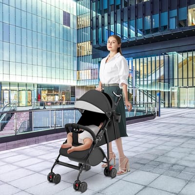 Compacte Kinderwagen - Lichtgewicht Buggy - Reizen met Baby - Met één hand opvouwbaar - 47x72x97 cm - Zwart