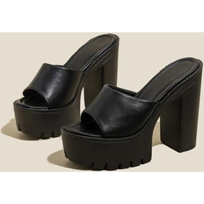 Liyke Punk Stijl Zwart Wit Dikke Hoge Hak Slippers Voor Vrouwen Antislip Dikke Bodem Platform Sandalen Dames Zomer Schoenen 41 zwart