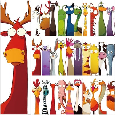 SolidKeus - Set van 30 Dieren Boekenleggers met Leuke Motieven