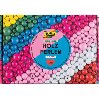 Houten kralen folia 1000 gram assorti
