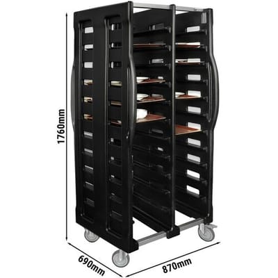 GGM Gastro Tablettwagen - doppelt - für 24 Tabletts EN 530x370mm - mit leisen Rollen Zwart