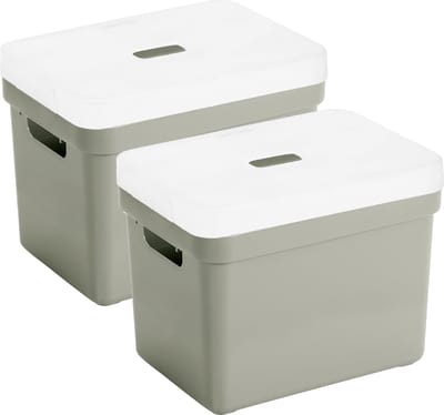 Sunware Opbergboxen met transparante deksel - 2x stuks - kastmanden - lichtgroen - 18 liter - kunststof - 35 x 25 x 24 cm - Opbergers