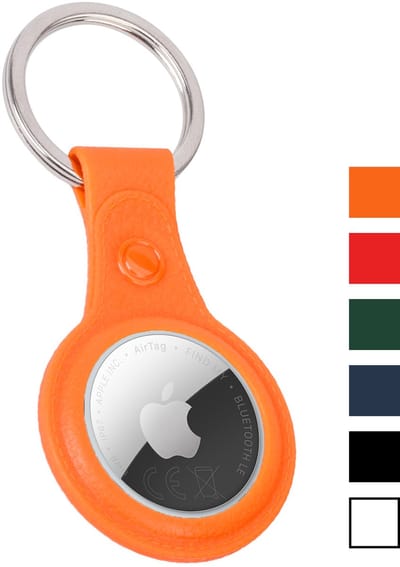 Hoesje Geschikt voor Apple AirTag 2 Sleutelhanger Houder Leder Look Hoes - Sleutel Hanger Case Hoesje Geschikt voor Apple AirTag 2e generatie Hoesje - Oranje