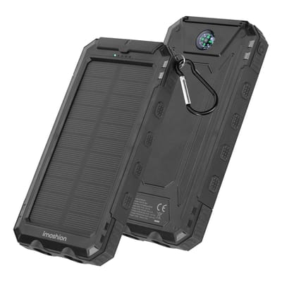 imoshion® Solar Powerbank 10.000 mAh - Powerbanks Zonne-energie - Power Delivery & LED indicator - Zaklamp & Kompas - Noodpakket