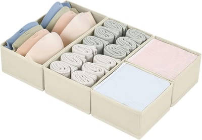 4 Stuks Lade Organizer - Opvouwbare Opbergdoos Voor Kledingkasten - Beige
