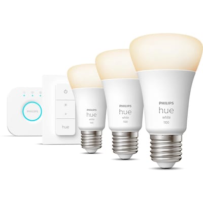 Philips Hue White Bluetooth Starter Kit E27 - 3 Lampen + Bridge + Dimmer Switch - Wit