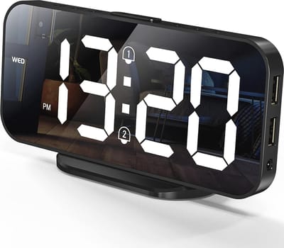 Digitale Wekker met LED Spiegel, Snooze-functie, Automatische Helderheid Aanpassing, Modern Design voor Slaapkamer, Woonkamer en Kantoor