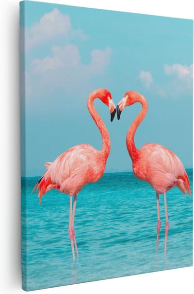 Artaza Canvas Schilderij Flamingo - 40x50 cm - Muurdecoratie Kust - Wanddecoratie Woonkamer - Kamer Accessoires Tropisch