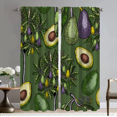 Moderne Woonkamer Gordijnen 2 Stuks Avocado Raamgordijn voor Kamer 2 Panel Home Interieur Gordijnen Halloween Decoratie Shades W50xH70cmx2pcs-CL black