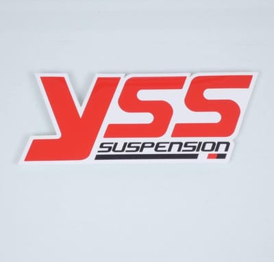 Autocollant stickers YSS Suspension rouge blanc noir pour moto 90x205mm l'unité