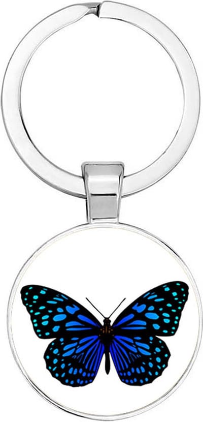 Akyol - Blauwe vlinder Sleutelhanger - vlinder - iemand - dieren liefhebber - houden van - verjaardagscadeau - gift - geschenk - kado - 2,5 x 2,5 CM