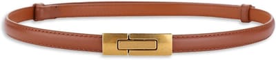 Dunne Leren Tailleband met Vintage Metaalgesp voor Jurken, Jeans en Jassen - Verstelbare Skinny Riem voor Dames