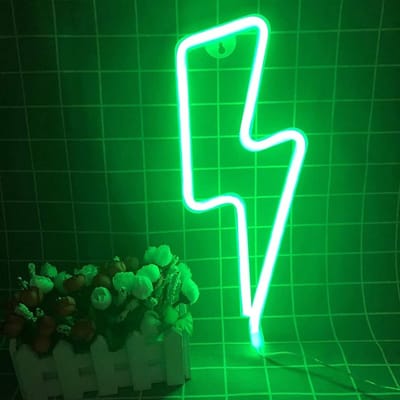 ZoeZo Neon Wandlamp Bliksem - Neon verlichting - Sfeerverlichting - LED lamp - Neonlicht - Neon Sign - Groen
