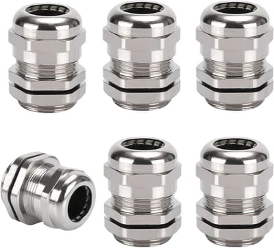 Set van 6 Waterdichte Kabelverbindingen IP68, Vernikkelde Stekkers en Kabeldoorvoeren voor 3-6,5 mm Kabels, Duurzame Kabelconnectoren en Bevestigingsmaterialen