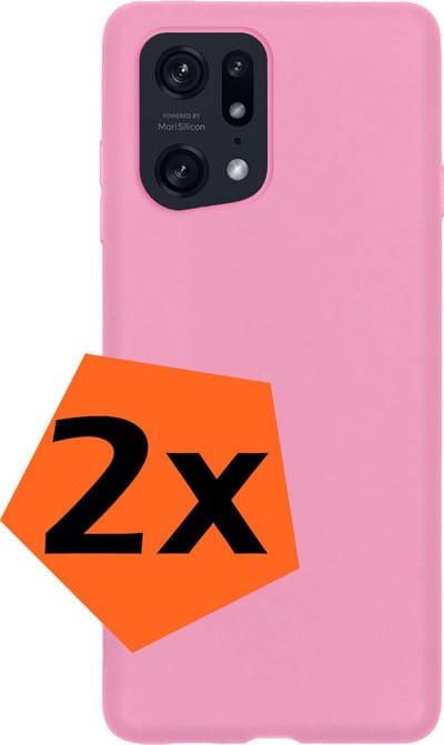Hoes - 2 Stuks - Geschikt voor OPPO Find X5 - Sterk & Shockproof - Case Siliconen - Back Cover - Telefoon Hoes - Lichtroze