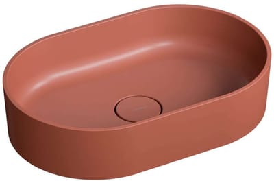 OMNIRES Ovo M+ - Opzetwastafel, 55x36 cm, zonder overloop, rood OVOUNTE