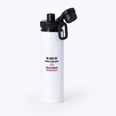 Hacebo® - ik heb de meest geweldige zus van wereld (klopt, deze mok heb ik van haar) waterfles met draaidop zwart - de meest geweldigste zus - verjaardagscadeau - verjaardag - cadeau - cadeautje voor zus - water fles - 850ML