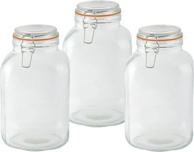 Esschert Design Weckpot - 3x - 3L - glas - D15 x 24 cm - voorraadpot - beugelsluiting