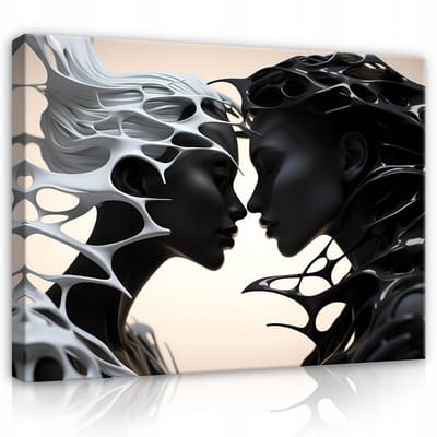 WALLARENA - Canvas schilderij - 100x70 cm - abstracte vrouw met kus