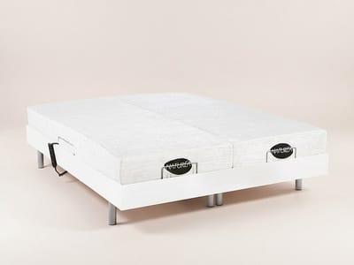 Vente-unique Bed met elektrische lattenbodem hout wit 2 x 80