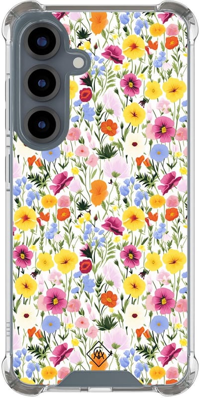 Casimoda® hoesje - Geschikt voor Samsung Galaxy S25 - Happy Flora - Shockproof case - Extra sterk - TPU/polycarbonaat - Multi, Transparant