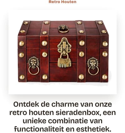 Dailygoods- Sieradenbox met Combinatieslot - Houten Opbergdoos - Retro Stijl - Compact - Handgemaakt - Decoratief