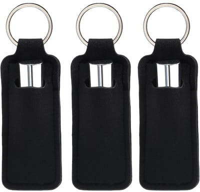 Dailygoody - Lippenbalsemhouder - Sleutelhanger - Perfect voor onderweg - Zwart - Make-up etui - Handig voor vrouwen - Reizen