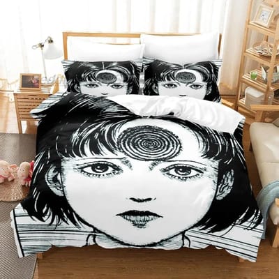 Man Manga Junji Ito Beddengoed Collectie Enkel Tweepersoons Volledig Queen King Size Bed Collectie Volwassene Kind Slaapkamer Dekbedovertrek Collecties 3D Print Halloween 70x133cm 2pcs