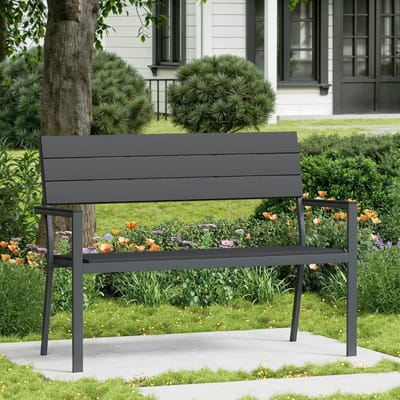 Tuinbank - Buitenbank Parkbank - Genieten van de buitenlucht - Weerbestendig WPC metaal - 130 x 58 x 12 - Zwart