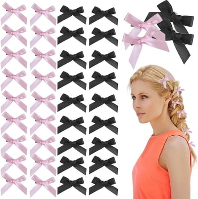 40 Stuks Haarspeldjes met Lange Satijnen Mini Strikjes, Metalen Haaraccessoires en Grosgrain Linten voor Creatieve Haarstyling