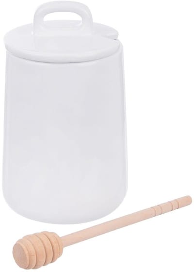 Orion WHITELINE - Porseleinen Honingpot - 470 ml - Met Lepel - Voorraadpot