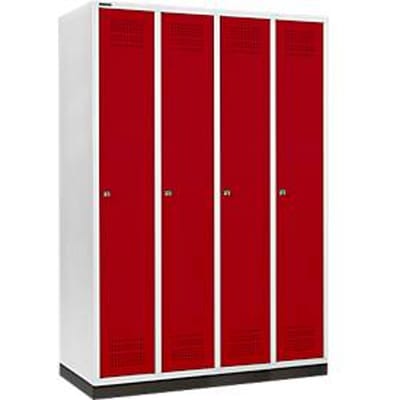 Schäfer Shop Genius Kledinglocker met fitting, 4 compartimenten, 300 mm compartimentbreedte, cilinderslot, robijnrood