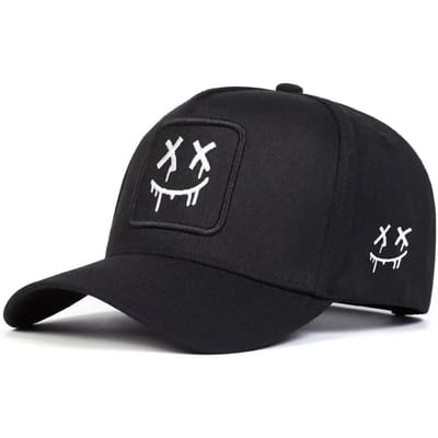 Unisex Xx Lachend Gezicht Borduurwerk Baseballpetten Lente Herfst Buiten Verstelbaar Casual Petten Zonnehoed Sportpet black