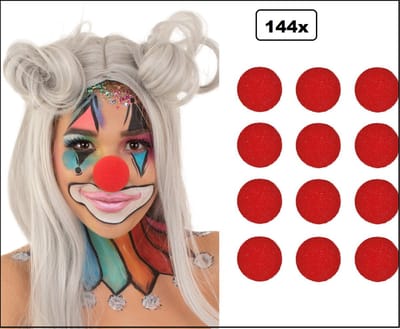 144x Schuimneus clown rood - Carnaval circus thema feest uitdeel verjaardag clowns neus schuim festival
