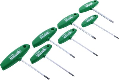 Torx T-handgreep Set - Schroevendraaier Set - Precisie Werk - Ergonomische Comfort Grip - 7-delig - Meerkleurig