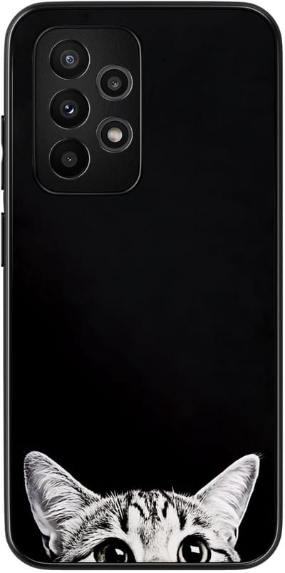 Hoesje geschikt voor Samsung Galaxy A53 - Kat kiekeboe - Roze - TPU case - Tekst - Hardcase zwart telefoonhoesje