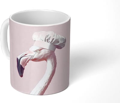 Mok - Koffiemok - Flamingo - Roze - Koksmuts - Vogel - Mokken - 350 ML - Beker - Koffiemokken - Theemok