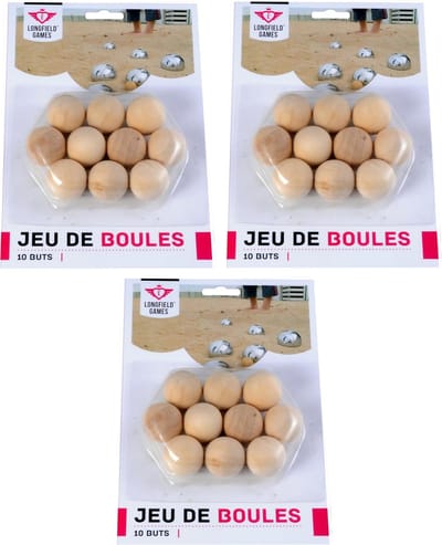 Longfield Games Jeu de Boules buts - 30x - blank hout - 30 mm - markeringsballetjes