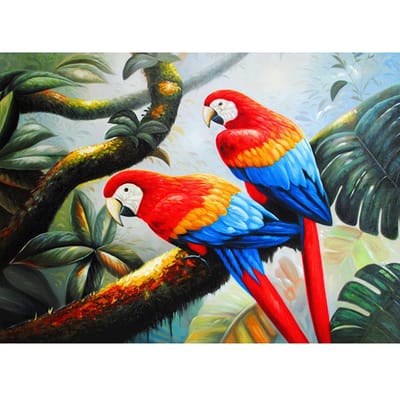 5D DIY Diamond Painting Gekleurde papegaai Borduren Kruissteek Strass Mozaïek Home Decor 20X30CM red