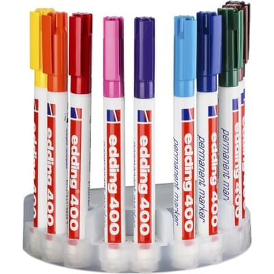 edding 400 permanent marker - 10 kleuren - 10 stiften - ronde punt 1 mm - water en wrijfvast - voor karton, kunststof, hout, metaal, etc. - alcohol markers voor volwassenen
